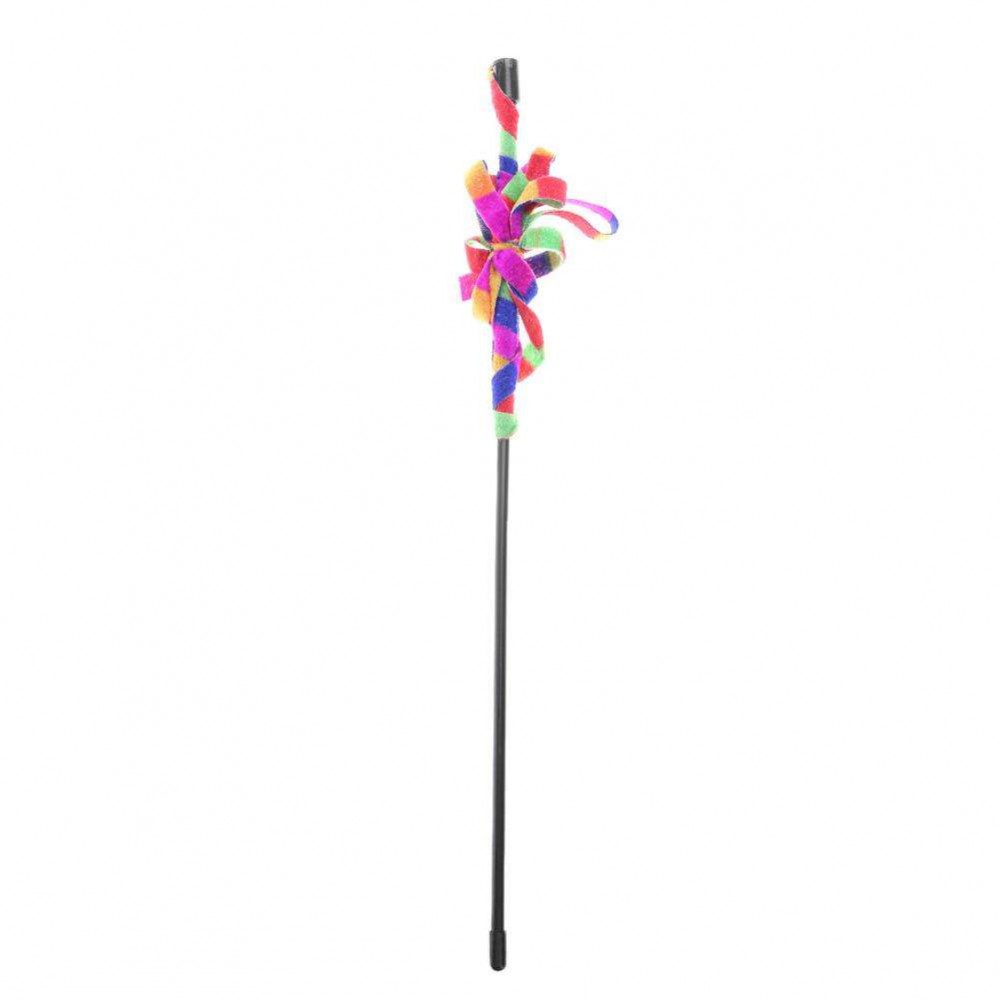 Plastic Colorful Rod Cat Teaser Wand Interactive Stick Pet Cats Kitten Toys