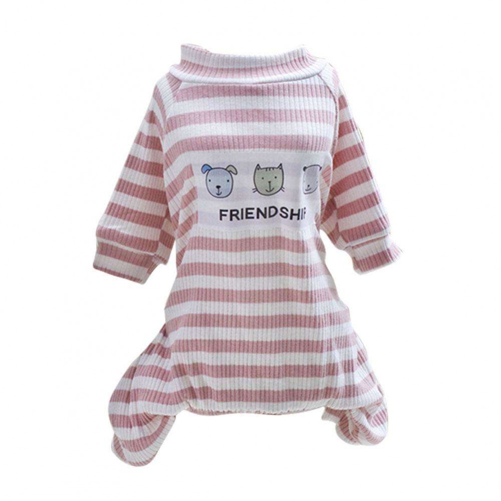 Stripe Dog Clothes Jumpsuit Cute Pet Fleece Four-legged Dog Coats